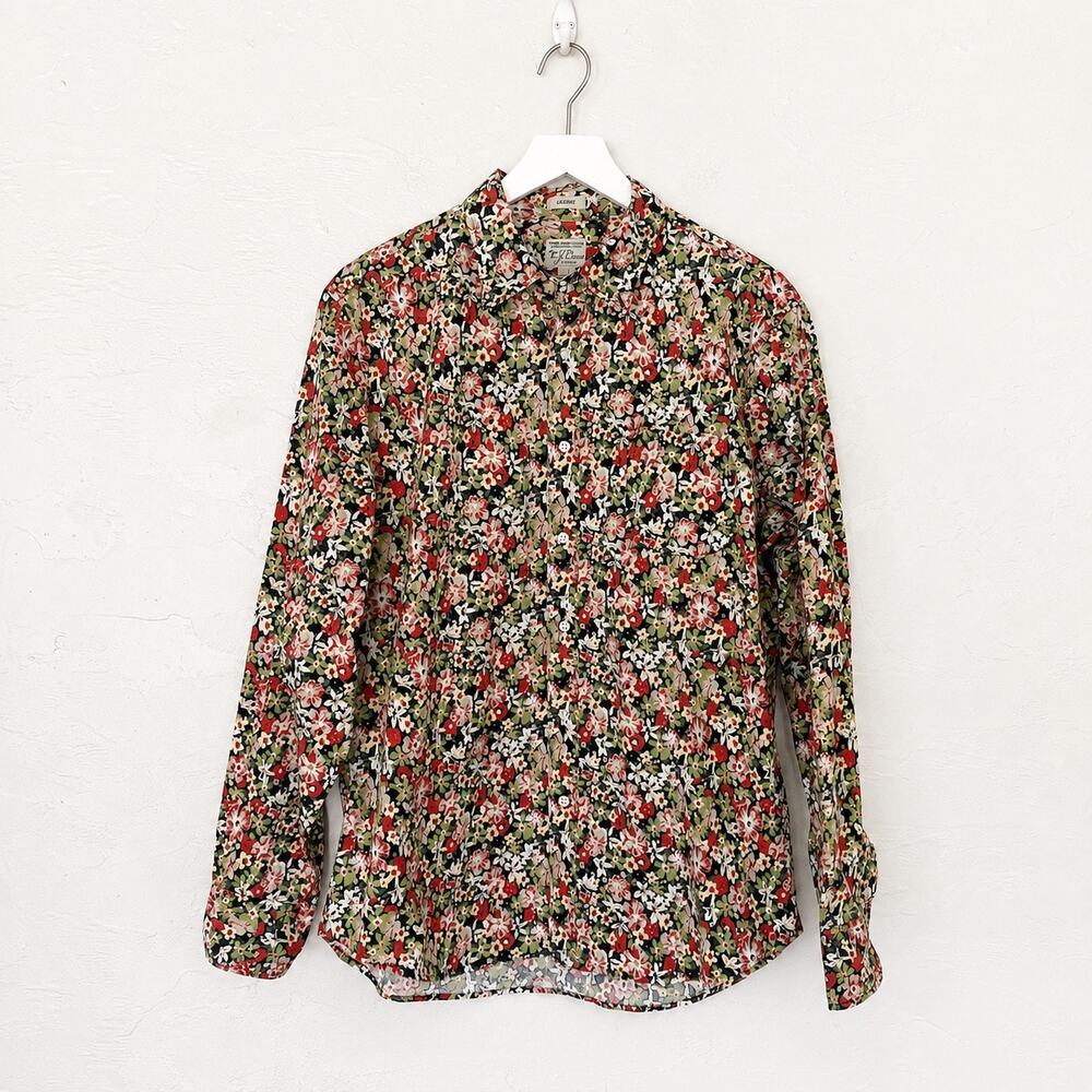 J.Crew Classic Secret Wash Springtime Floral Organic Cotton Stretch Shirt Men L - Picture 7 of 7